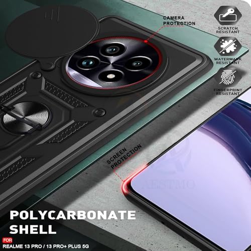 Image of AIBEX Back Cover for Realme 13 Pro 5G / Realme 13 Pro Plus 5G | D10 Tough Armor Case | Sliding Camera Shield | 360 Protection | Kickstand Ring Holder | Military-Grade Shockproof Bumper Case