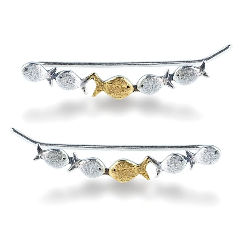 Swim Against The Current Earring For Women, Vintage Unique Funny Hoop Fish Fishes Earrings Inspirational Spiritual Gift Jewelry2