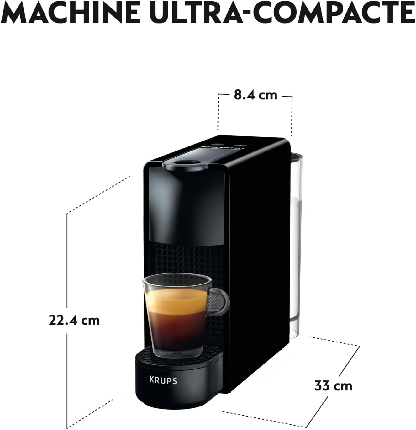 Nespresso Krups Essenza Mini XN1108 con juego descalcificador Descaling 2 x 100 ml, cafetera De'Longhi, sistema de cápsulas originales, depósito de agua 0,6 l, negro
