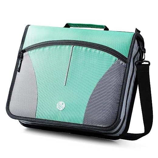 Kinbashi 3 Ring Binder, 3 Inch O-Ring Zipper Binder with Shoulder Strap, Expanding Files and Multiple Pockets, Green