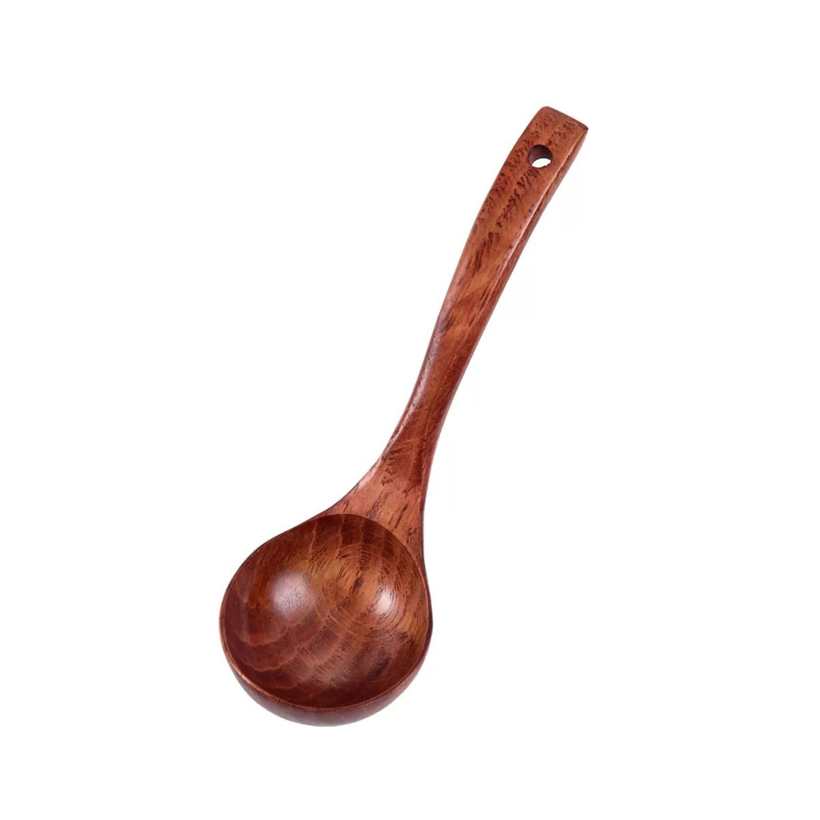 Bottone Multicolor Curved Handle Soup Ladle, Japanese Wood Stirring Spoon For Stews Porridge And Kitchen Use Wooden Kitchens Ladle