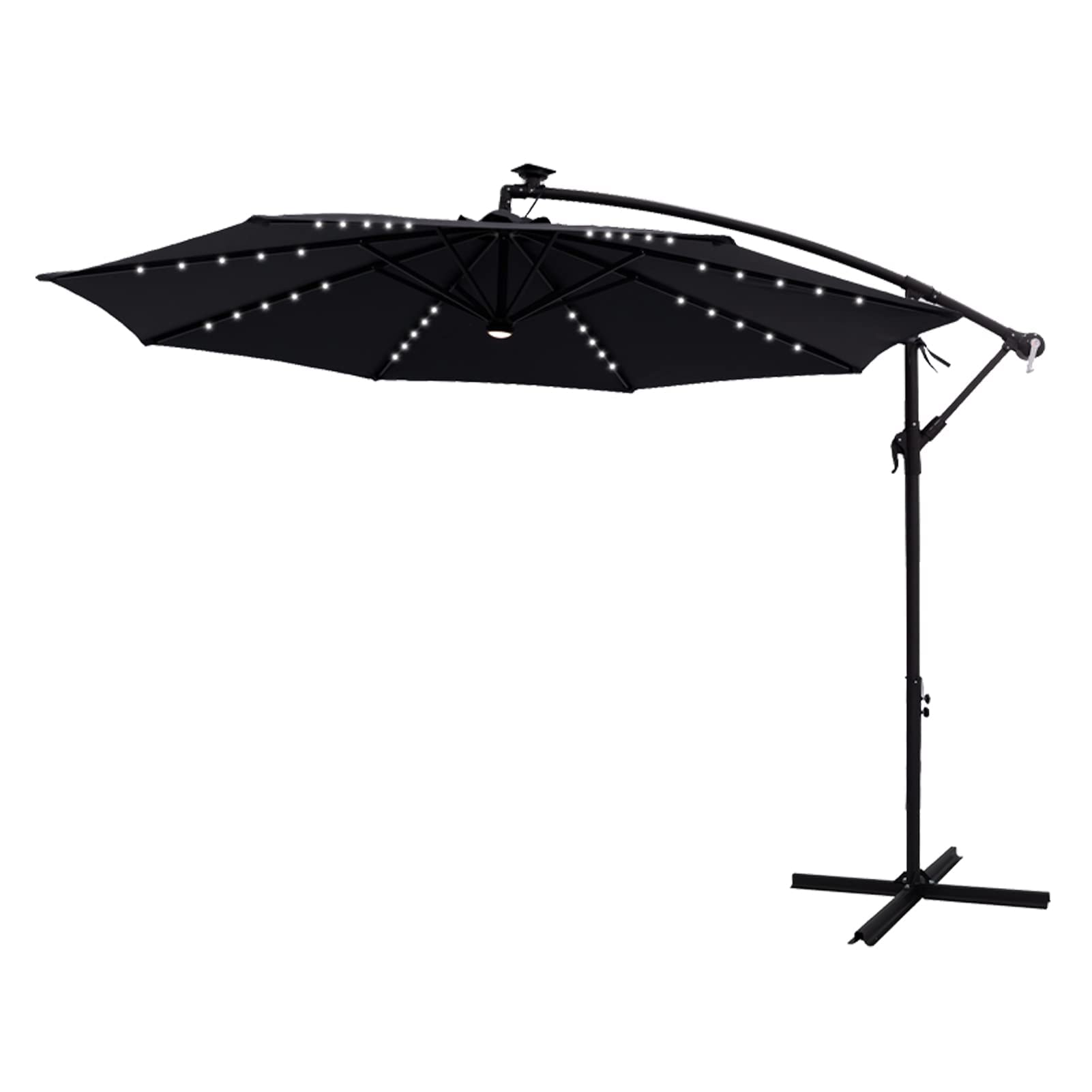 FLAME&SHADE 10 ft Cantilever Offset Solar Powered Outdoor Patio