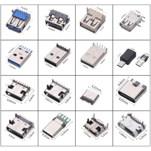 Kit de conectores 180 piezas 16 modelos USB y Type C miniatura 2