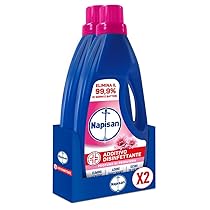Napisan Additivo Disinfettante Lavatrice alla Fragranza Profumo di Primavera, 2 Confezioni da 1 Litro di Additivo Liquido per Lavatrice, Contro i Batteri e i Cattivi Odori (Confezione da 2)