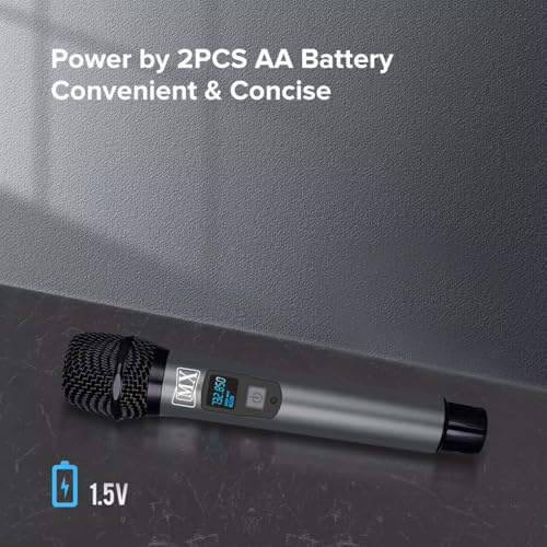 Image of MX Wireless Microphone for Singing Professional UHF Metal Handheld Dynamic Mic System with Receiver for PC Amplifier YouTube Karaoke Speaker PartySpeech