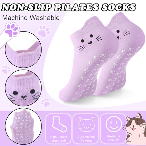 Geyoga 6 Pack Grip Cat Socks for Women Cute Yoga Cat Socks for Girls Non Slip Ankle Supplies for Pilates Dance Workout2