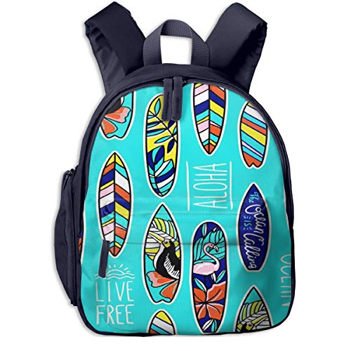 Mochilas Infantiles  Bolsa Niño Bebe Guarderia Escolar con Frases de Surf Bright Surfboards