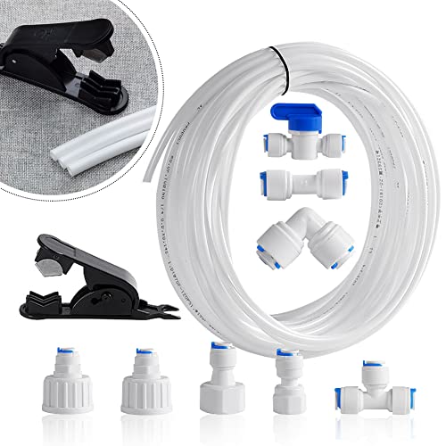 Wasseranschluss kühlschrank, Wasserleitung kunststoff stecksystem, 15 m Water Inlet Pipe Universal Connection Set, Fridge hose, Water hose connector (1/4 inch, 1/2 inch, 3/4 inch).