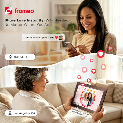 Image of Frameo Digital Picture Frame, 10.1'' WiFi Electronic Photo Frame, Gift Idea | 32GB, 1280x800 IPS Touch Screen, Wall-Mountable, Auto-Rotate, Electric Picture Frame Slideshow, Share Videos, Gifts for Mom