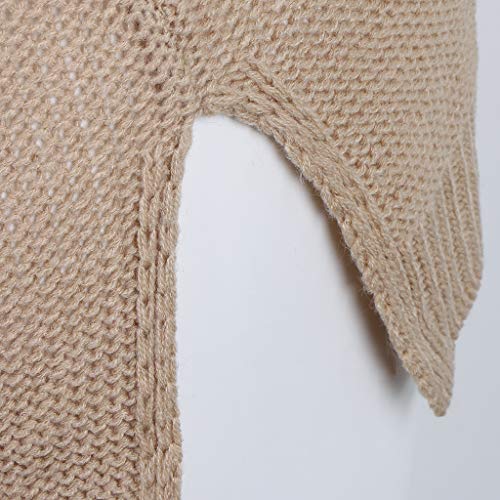 menolana Feminino Casual Cor Bloco Decote em V Manga Comprida Tops Moletom Solto - Cáqui S