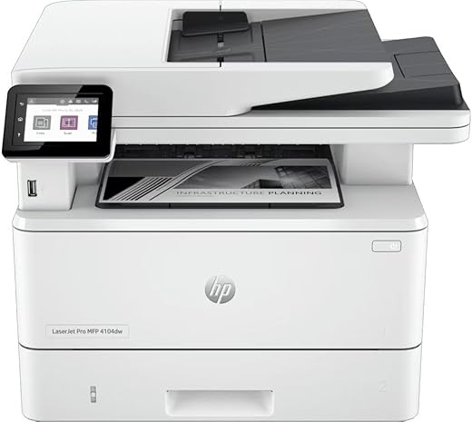 HP Monochrome, Colour Wireless Laser Printers jet Pro Mfp 4104Dw, 42 Ppm A4 Mfp With Wifi, White