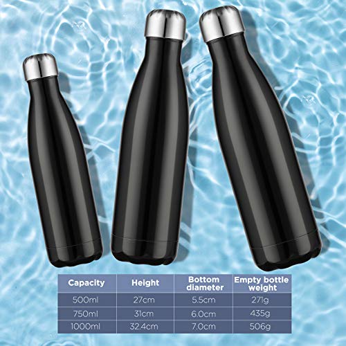 GeeRic Botella Termica 500ml,Botella de Agua Deportiva Botella Termo Acero Inoxidable con Cepillo + Bolsa portátil… - Imagen 5