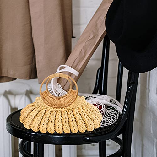 SEWACC - Borsa in Rattan Intrecciato con Manici in...