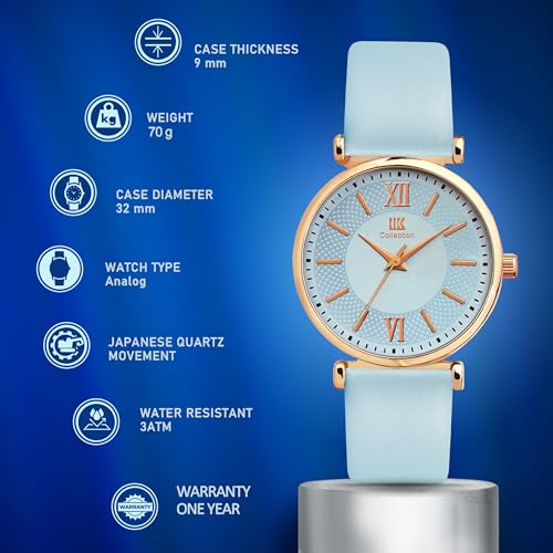 Image of IIK COLLECTION Watches for Women Round Dial |Analogue Quartz Movemnet Ladies Watch|Long Battery Life|Leather Bracelet Strap|Buckle Lock Clasp Safety Watches for Girls