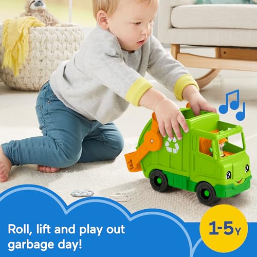 Fisher-Price Little People Musical Toddler Toy Recycling TruckGarbage Vehicle Ages 1+ Years for Pretend Play