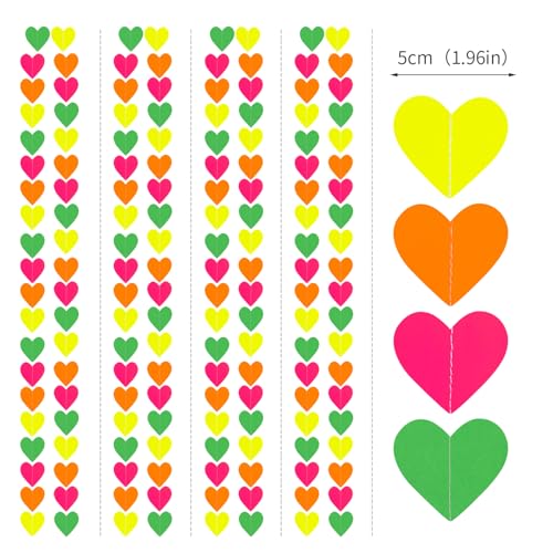 Image of UV Neon Party Decorations Valentines-Day Heart-Garland - 52ft Glow in The Dark 80s Hanging Streamers Banner,Girl Romantic Galentines Wedding Anniversary Baby Bridal Shower Engagement Decor Panduola