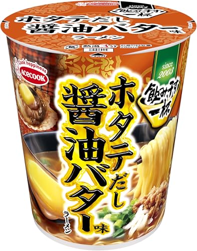 エースコック タテ型 飲み干す一杯 ホタテだし醤油バター味ラーメン 65g ×12個のサムネイル