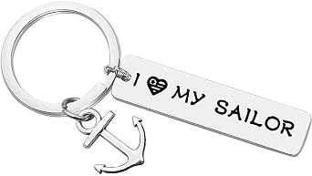 Vadaka Gift for Military Mom Wife Keychain Gift for Sailor Keychain I Love My Sailor Key Chain Military Deployment Jewelry Present for Navy Girlfriend Wife Mom