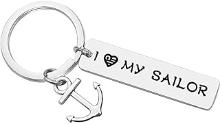 Gift for Military Mom Wife Keychain Gift for Sailor Keychain I Love My Sailor Key Chain Military Deployment Jewelry Present for Navy Girlfriend Wife Mom