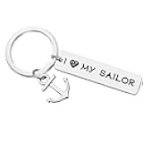 Vadaka Gift for Military Mom Wife Keychain Gift for Sailor Keychain I Love My Sailor Key Chain Military Deployment Jewelry Present for Navy Girlfriend Wife Mom
