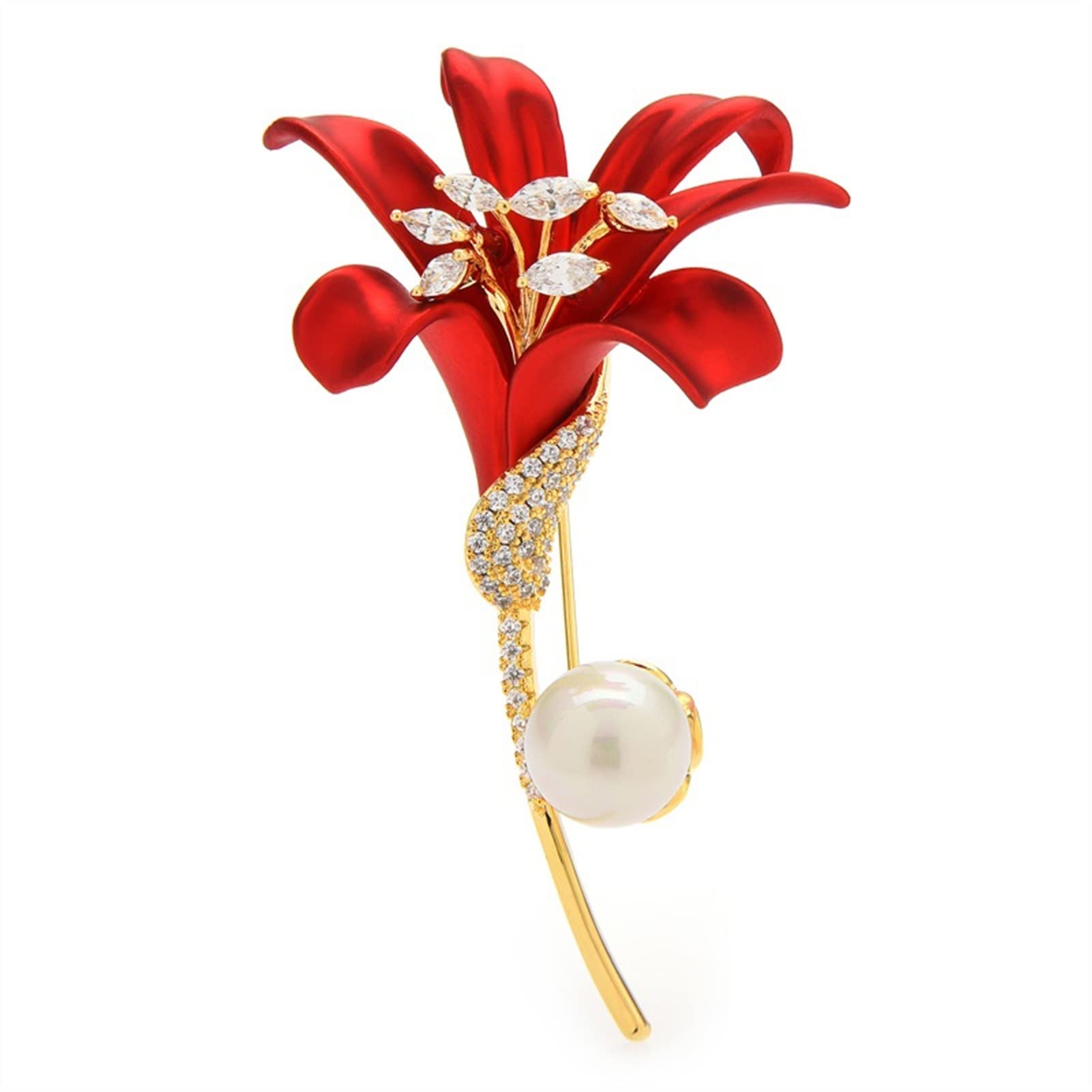 Brooch Broches for Mujer Damas Accesorios de Moda Damas Elegante Esmalte Lirio Broche Cubic Zirconia Flor Fiesta Banquete Broche Broches for Mujeres