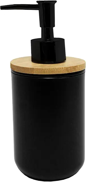 Distributeur Savon Smart Noir en Bambou et Polystyrène - Douceur d'Intérieur