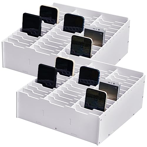 Ctosree 2 Pcs Cell Phone Holder School Desk Calculator Storage Box Holder Case Multifunctional Classroom Caddy Cell Phone Organizer (15.35 x 12.22 x 4.45 Inch)