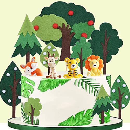 14 Piezas de Decoración para Tartas de la Selva, 4 Animales, 10 Decoraciones para Tartas de...