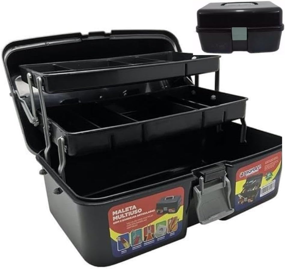 Maleta Arqplast com duas bandejas abertas