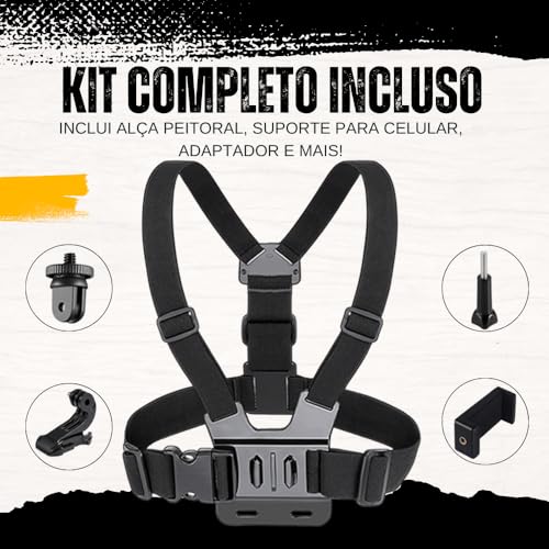 Suporte Peito Peitoral para Celular e Câmera Compatível GoPro | Chest Band com Ajuste de Ângulo Idea