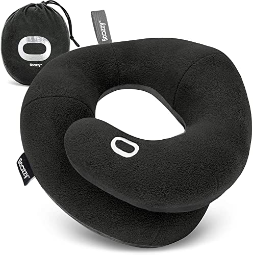 Scopri offerta per BCOZZY Cuscino Da Viaggio Per Collo Fornisce Doppio Supporto Per Testa, Collo e Mento in Qualsiasi Posizione per Dormire Sui Voli, Morbido, Confortevole, Lavabile, Taglia X-Large, Nero