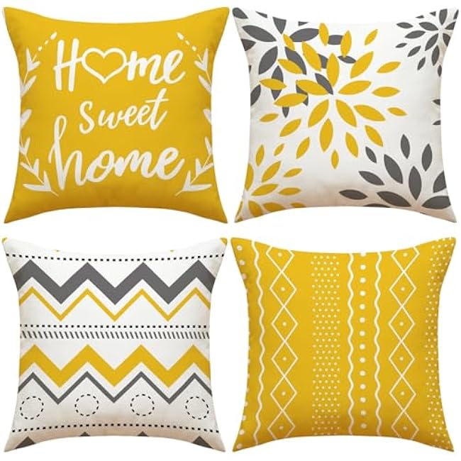 4Pack Throw Pillow Covers 18x18 in Linen Fabric Cushion Covers Throw Pillows for Couch, Decorative Throw Pillow Cases Accent Pillow Covers for Home Bed Couch Sofa Car