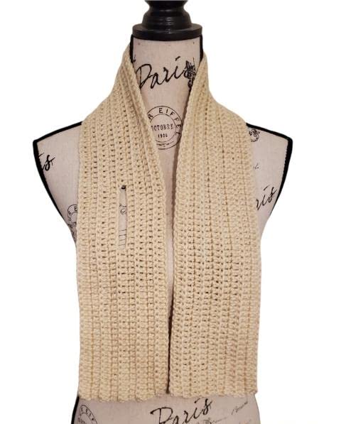 Solid Color Ribbed Texture Ribbon Scarf w/Keyhole Design2