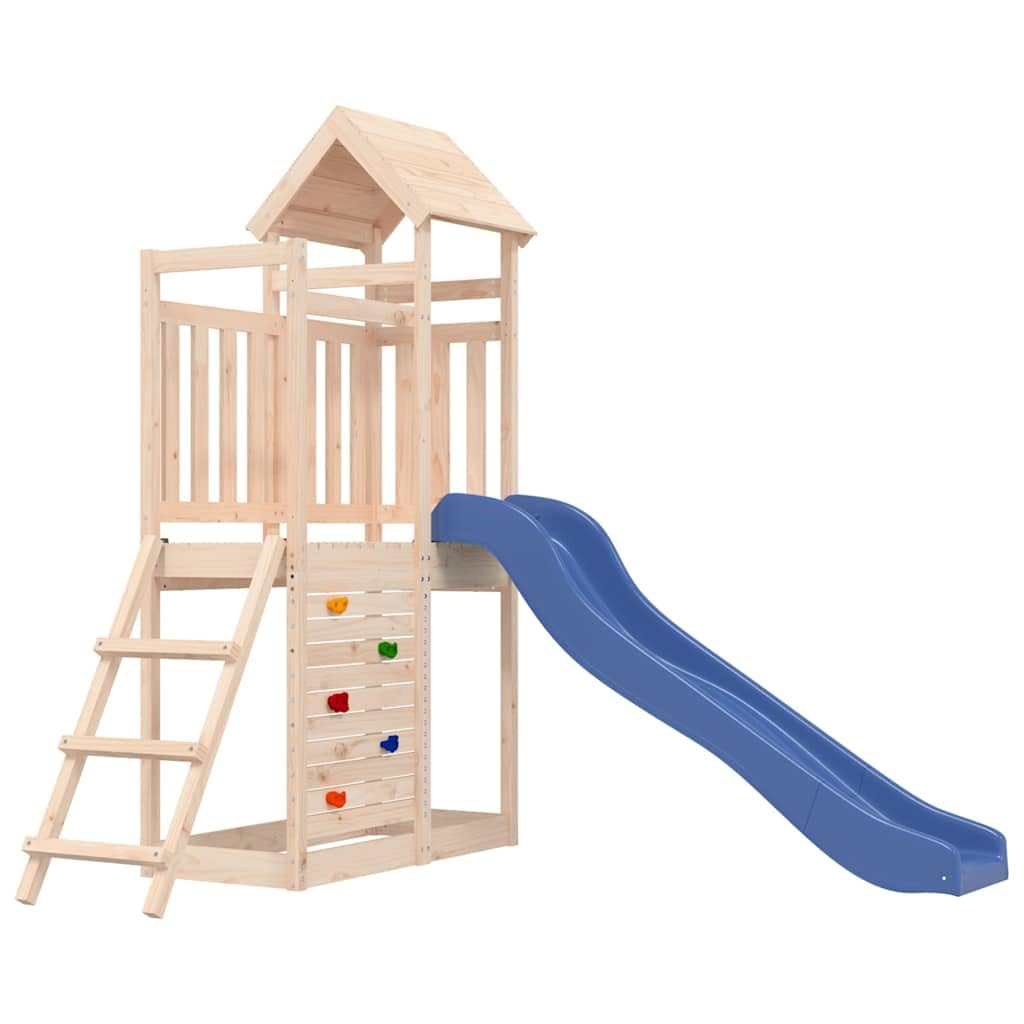 vidaXL Parque Infantil de Exterior Madera Maciza de Pino, Juego de Columpios de jardín, casa de Juegos con tobogán, Parque Infantil de Madera