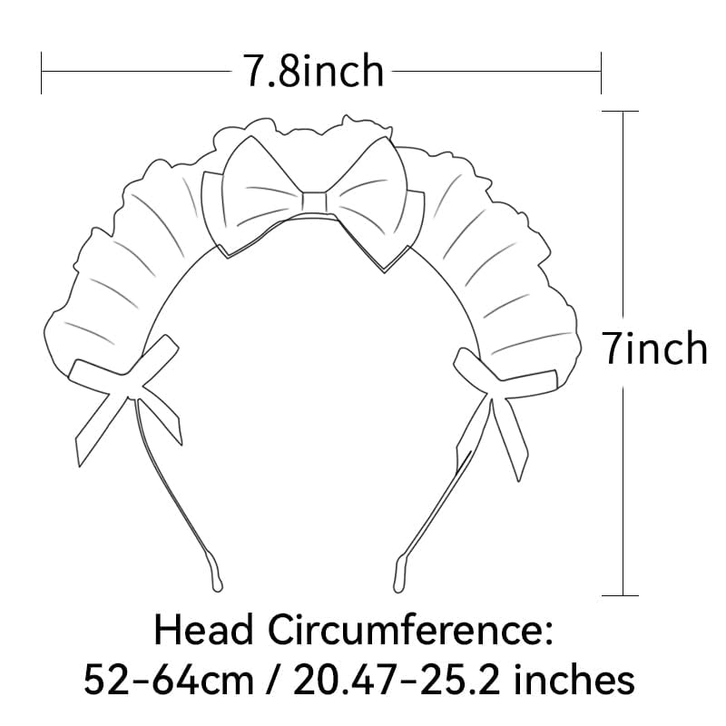 Women's French Maid Headband Ribbon Lace Kawaii Headwear Headpiece for Halloween Christmas Costume (Black white) - Image 2