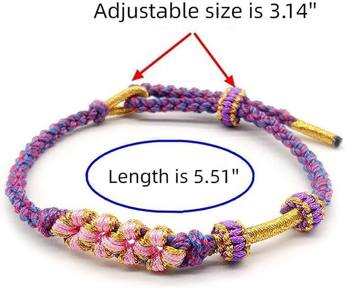 Image of Granddaughter Bracelet for Women, Cute Pink Peach Blossom Knot Bracelet from Grandma Trendy Handmade Braided Charms Bracelets Holiday Jewelry Gifts