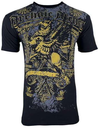 Camiseta Archaic By Affliction Para Hombre - Corte Regular, Algodón 100%, Estampado Completo De Alta Calidad