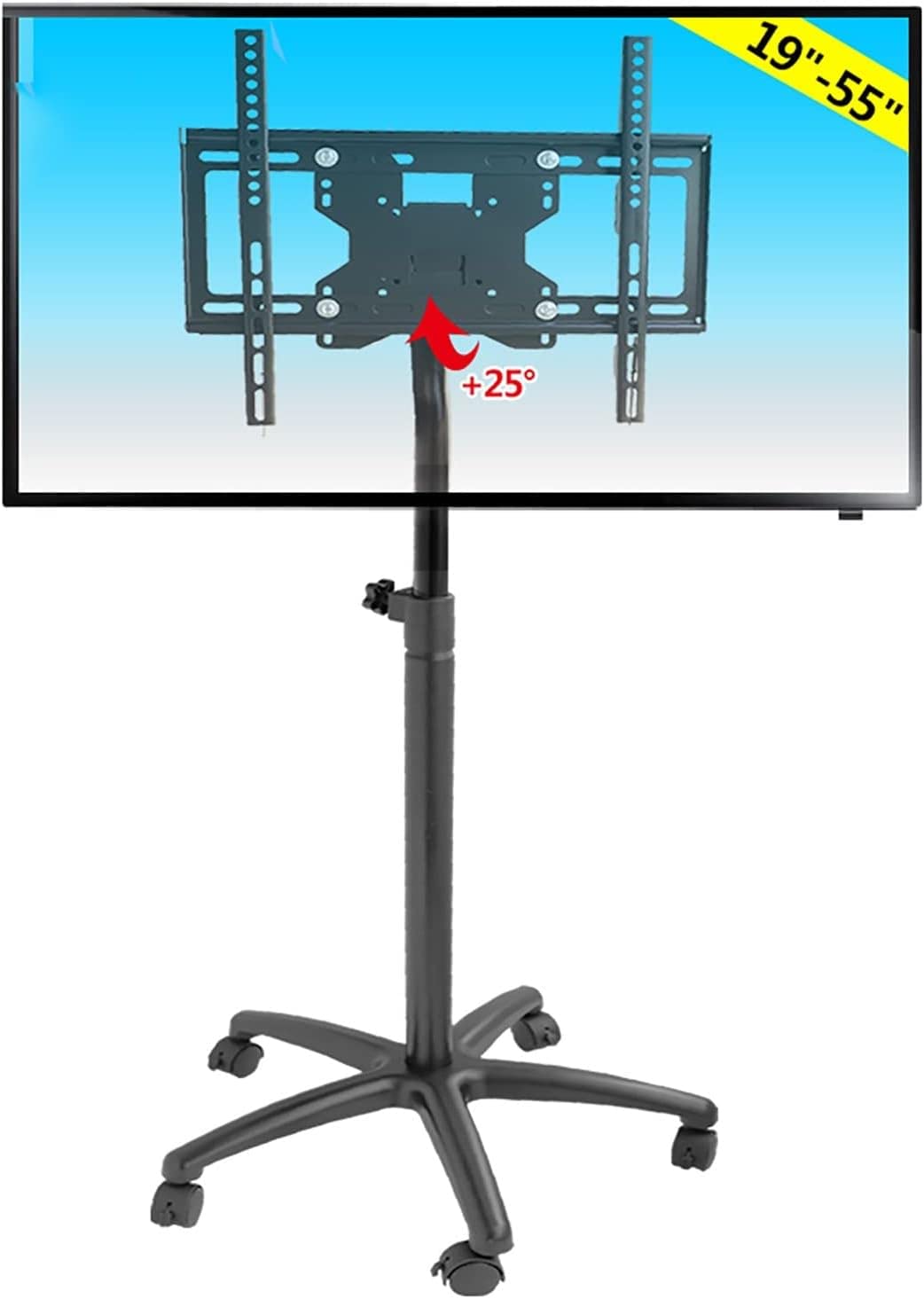 HPTHLY Mobile Tv Cart For 32-55 Inch Screen,Tilting Tv Cart Height Adjustable Max Vesa 400X400Mm,Portable Outdoor Floor Tv Stand Tv Mount Tv Stand