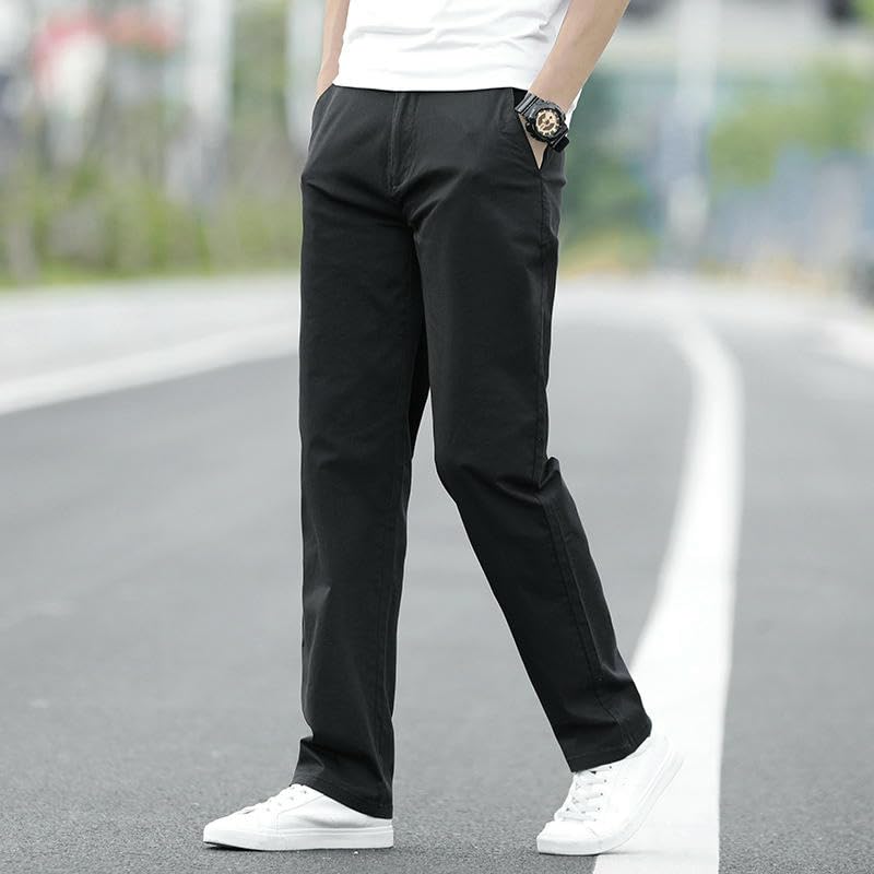 Men's Summer Cotton Loose Straight Versatile Wide Leg Trendy Elastic Business Casual Pants3