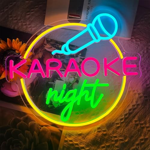 Image of Karaoke Night Neon Sign Dimmbale Karaoke Neon Light for Music Room Decor