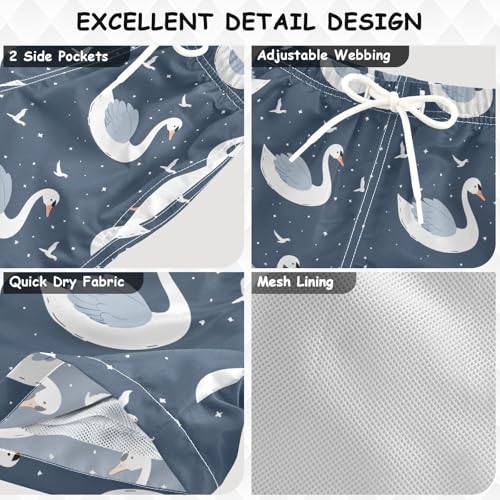 ALAZA White Duck Boys Quick Dry Beach Board Shorts Kids Swim Trunks Bathing Suit Swimsuit XL3