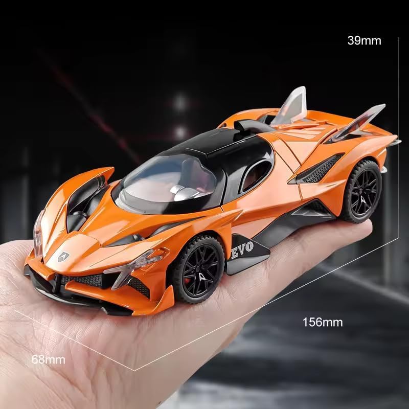 Samtop 1:32 Big Diecast Apollo Project EVO Metal Pull Back Car with 6 Openable Doors with Sound and Light Toy Decoration Car Best Gift Toys for Kids 2