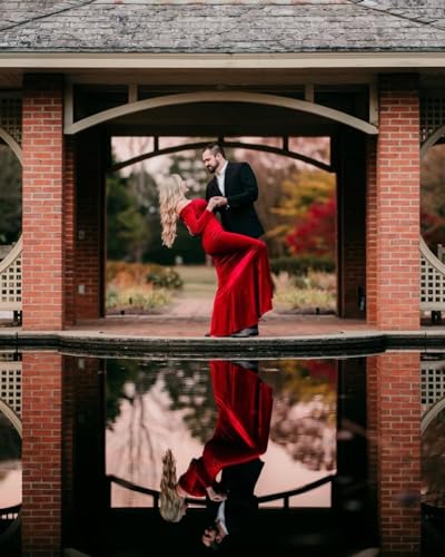 TTYBridal Off The Shoulder Velvet Mermaid Evening Gown Long Prom Party Dresses with Two Sleeves2