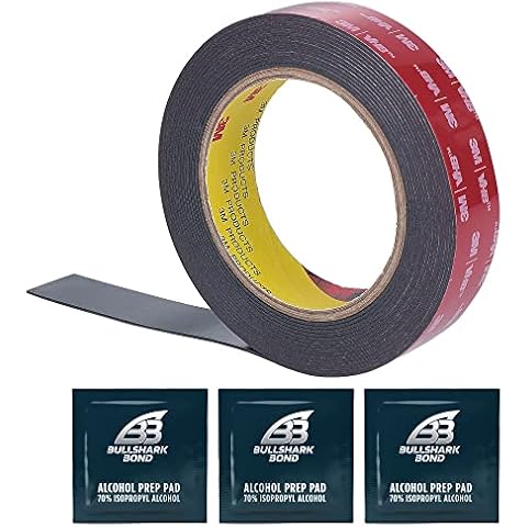 Bullshark Bond Black 3M Heavy Duty 1 Inch Double Sided Tape Mounting Waterproof Foam Tape VHB 5952, 15 Feet Length, Multipurpose for Car, LED Strip Lights, Office, Home & Office Décor Cover