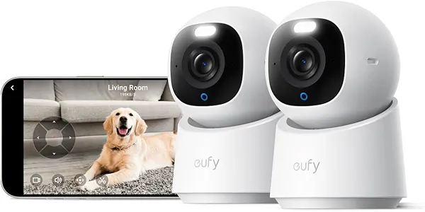eufy Indoor Cam E30 2-Cam Kit, Latest Generation, 4K UHD Security Camera, Pet/Dog/Baby Camera with Phone app, Color Night Vision, Human/Pet Auto Tracking, 360 Pan-Tilt, Works with Homekit 2-