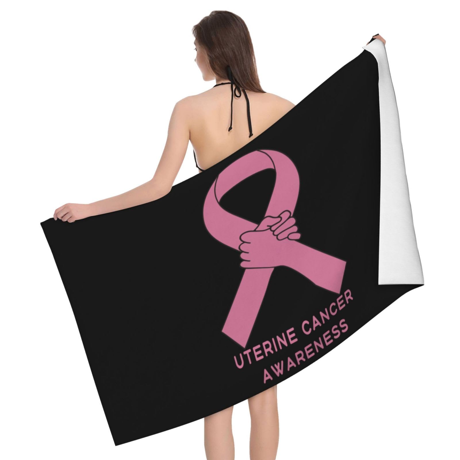 HLBSDM Microfiber Uterine Cancer Awareness Beach Towel Quick Dry Soft Sand Free Beach Towels for Pool Swim Beach Lightweight Thin Towels