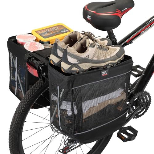 KEMIMOTO 42L Bike Pannier Bags with Reflective Strips