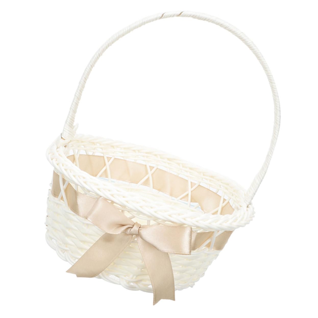 Cabilock 3 Stück Hochzeit Blumenkorb mit Griff Handgefertigter Rattan Aufbewahrungskorb Hellbraun für Blumenmädchen Hochzeiten und Dekoration