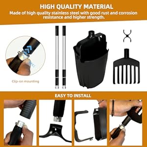 Metal Long Adjustable Dog Pooper Scooper,Pooper Scooper Swivel Bin and Rake with 20 Waste Bags,Poop Scooper for Large Medium Small Dogs,Long Stainless Steel Handle Use onYard, Grass, Dirt or Gravel