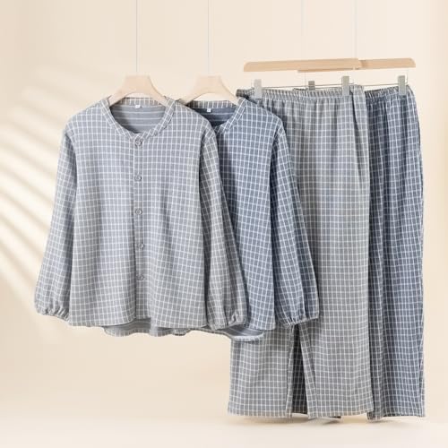 vctops Mens Fleece Pajama Set, Long Sleeve Plaid Sleepwear Button Down Soft Warm Fall Winter Loungewear with Long Pants2
